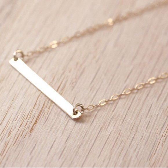 Dainty Gold Skinny Bar Necklace - Picture 3 of 4